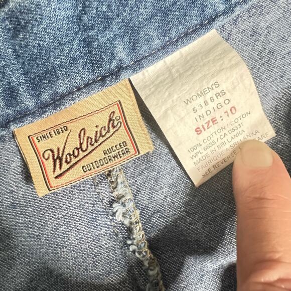 Vintage Woolrich Size Small Denim Midi Skirt Pockets Elastic Waist Western - Picture 8 of 9